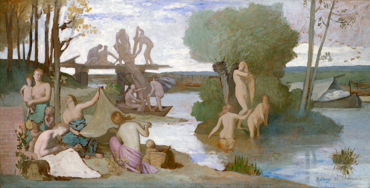 The River, ca. 1864 (olje på papir, lagt ned på lerret) av Pierre Puvis de Chavannes