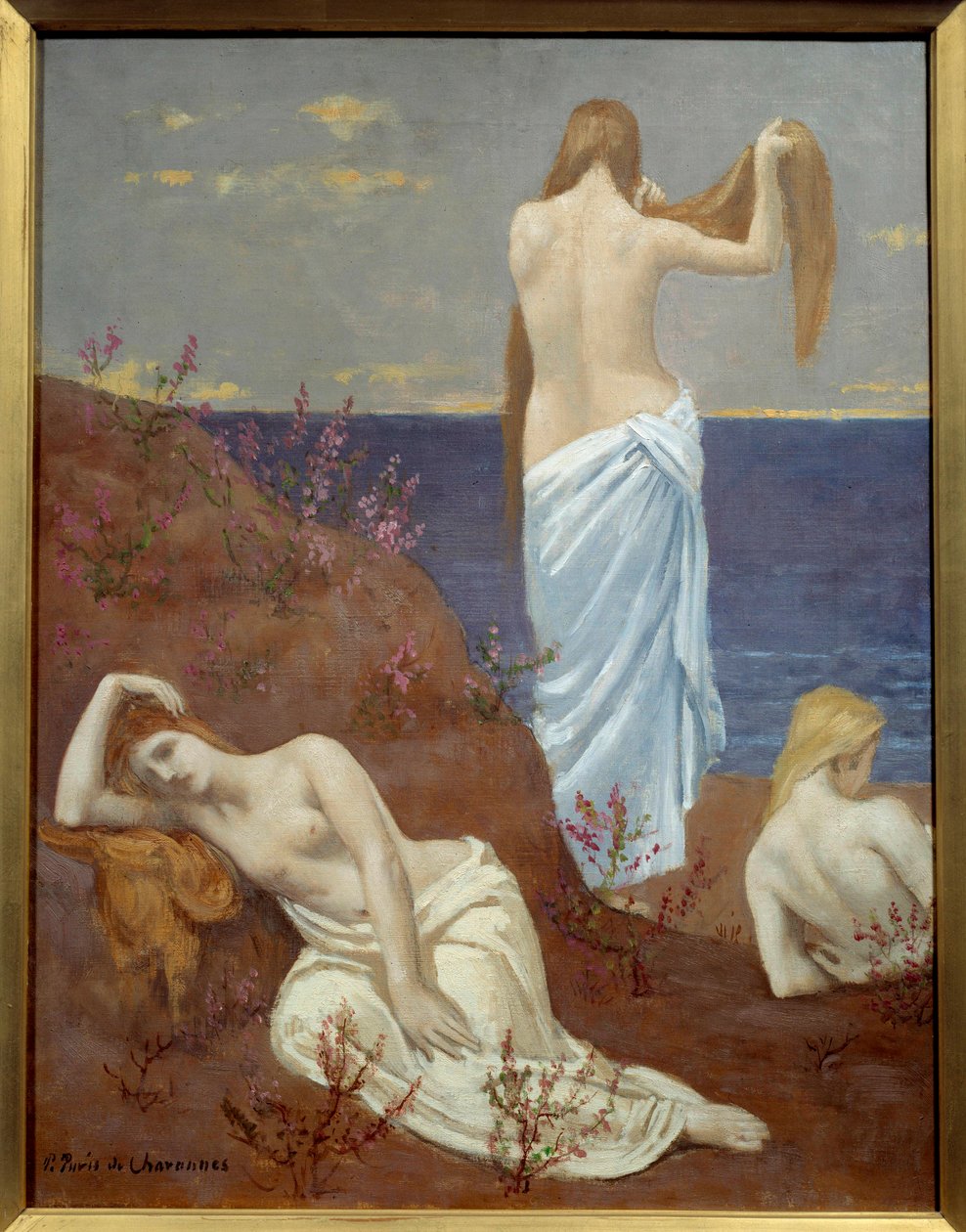 Young Girls on the Seaside Maleri av Pierre Puvis de Chavannes (1824-1898) 1879 Olje på lerret, Dim. 0,61x0,47 m Paris, Musee d