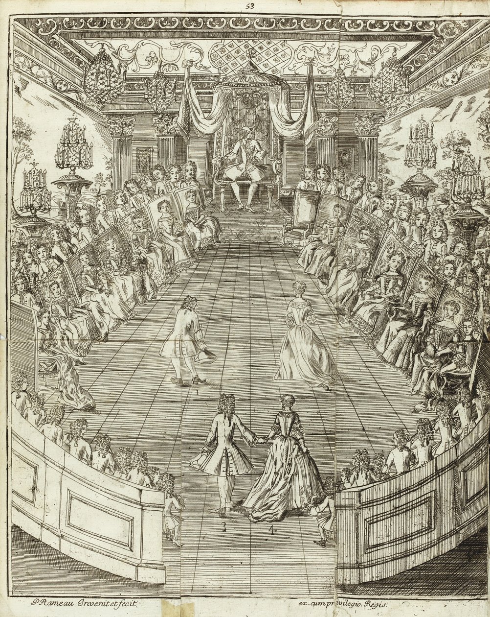 Illustrasjon fra The Dancing Master, 1734 av Pierre Rameau