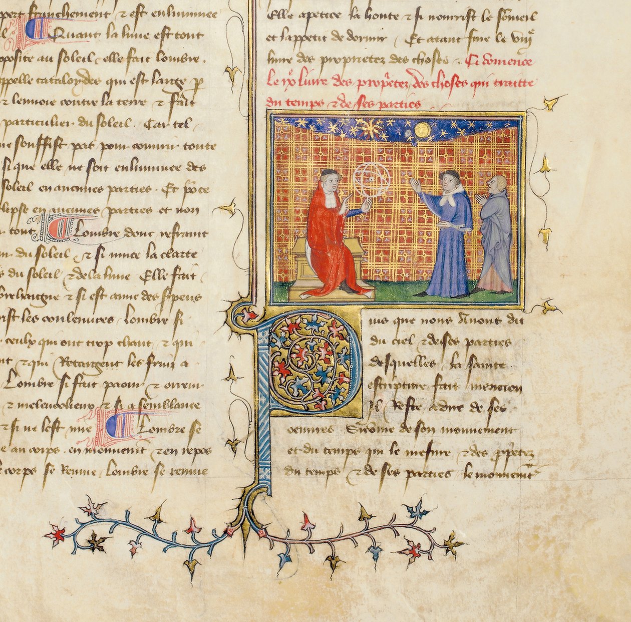 Detalj av en side fra "The Properties of Things" av engelskmannen Bartholomew, i den franske oversettelsen av Jean Corbechon, ca. 1390 av Pierre Remiet