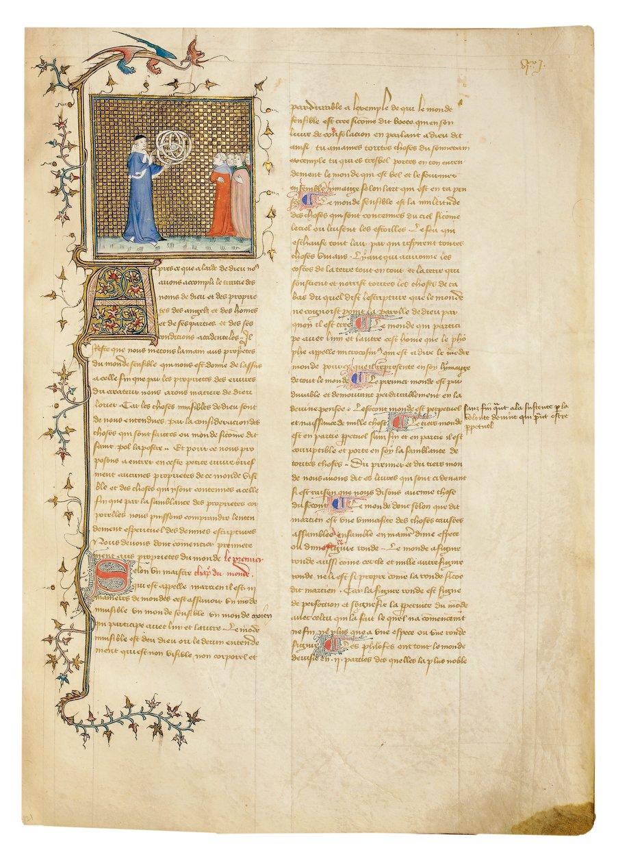 Side fra "The Properties of Things" av engelskmannen Bartholomew i den franske oversettelsen av Jean Corbechon, ca. 1390 av Pierre Remiet