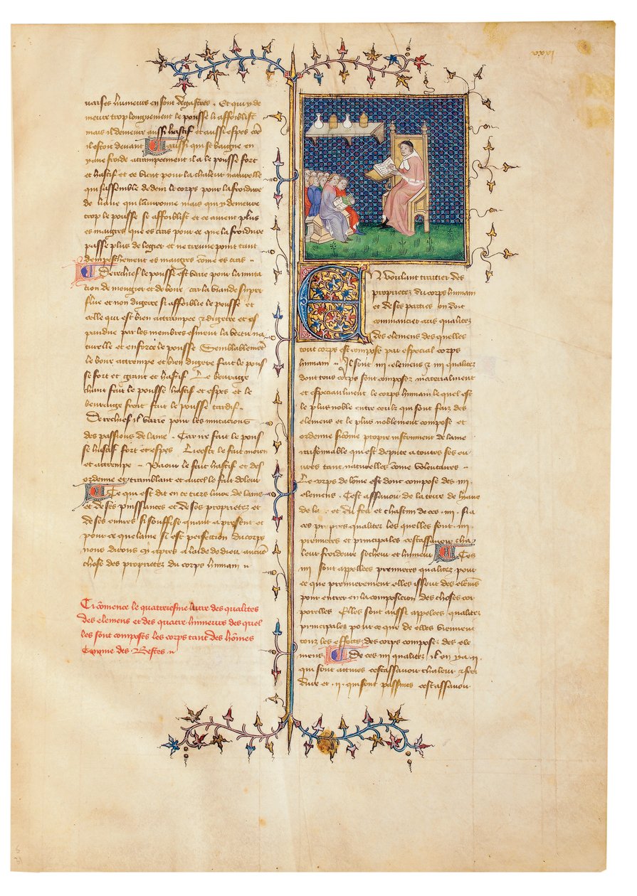 Side fra "The Properties of Things" av engelskmannen Bartholomew i den franske oversettelsen av Jean Corbechon, ca. 1390 av Pierre Remiet