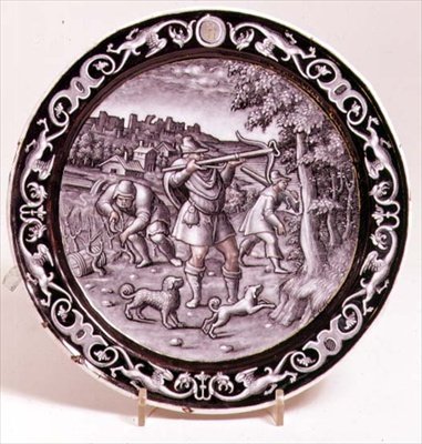 Limoges tallerken, en av sett med 12 som viser årets måneder av Pierre Reymond