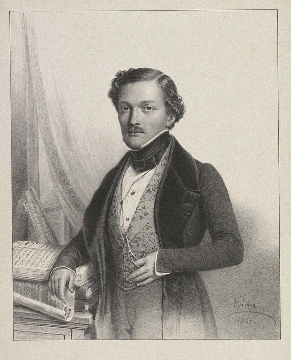Portrett av sangeren Gilbert-Louis Duprez 1806-1896, 1837 av Pierre Roch Vigneron
