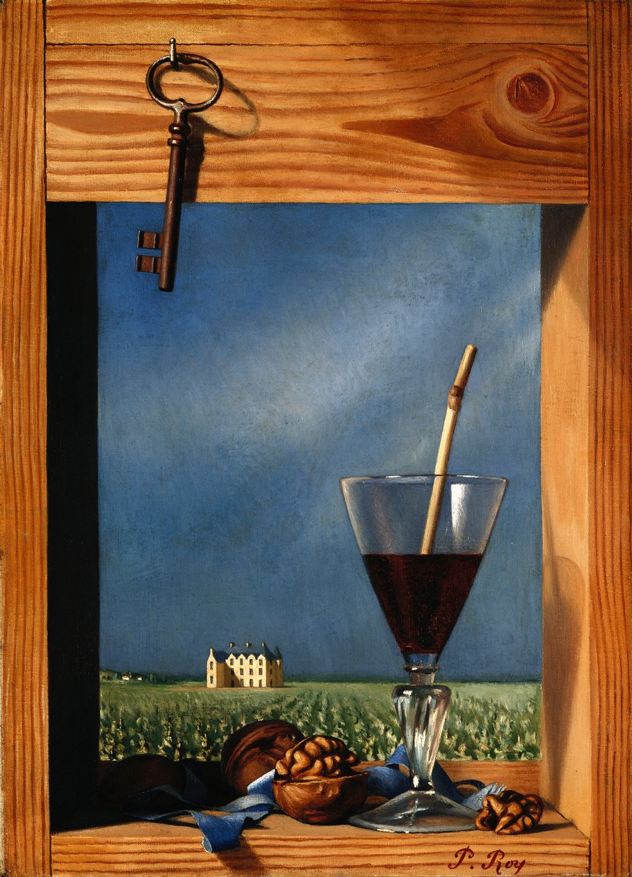 Glass vin foran et slott; Verre de vin devant un chateau av Pierre Roy