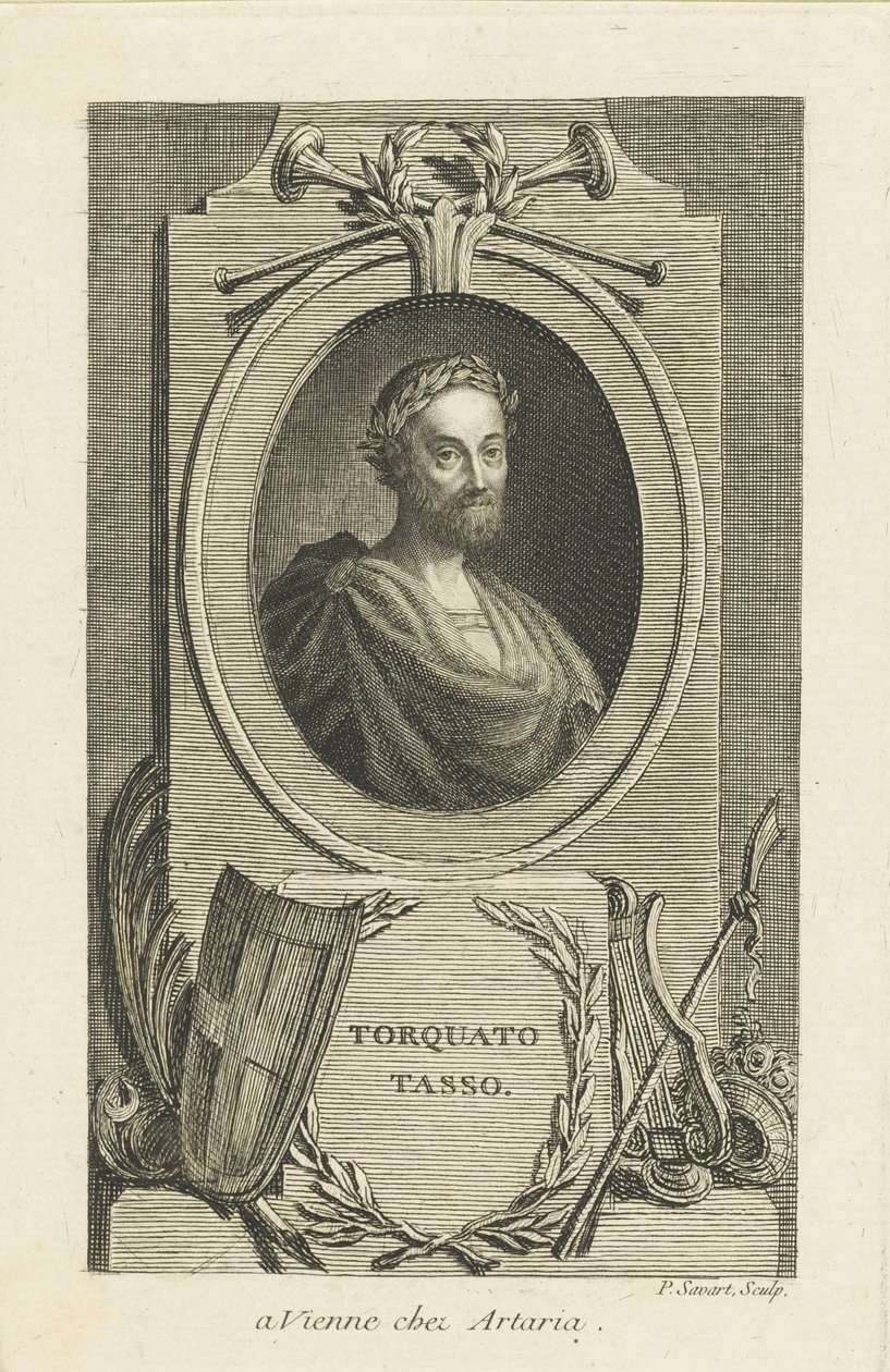 Portrett av Torquato Tasso 1544-1595, ca 1770. av Pierre Savart