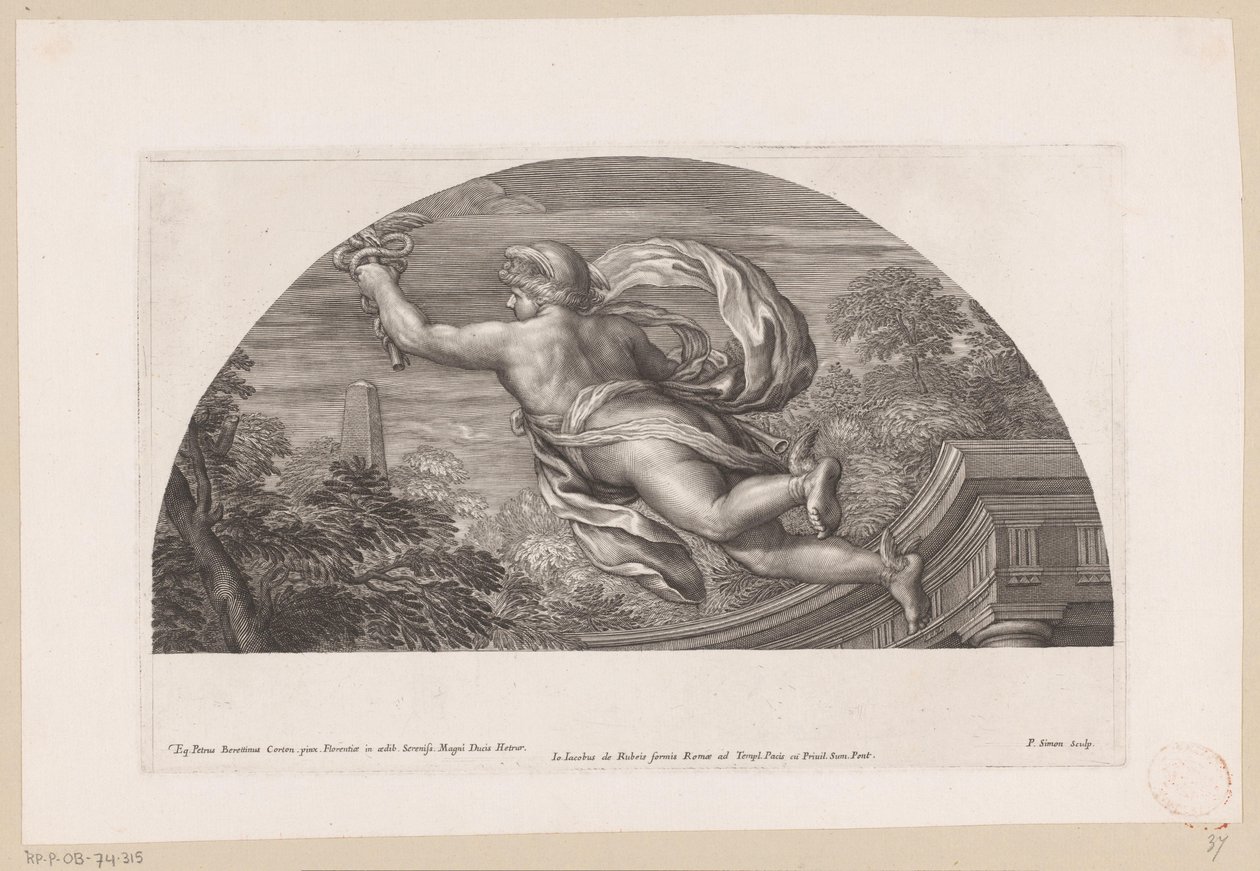 Flying Mercury, Seen from the Back Representations of Heroic Deeds (serietittel) Heroicae virtutis imagines (...) (serietittel) av Pierre Simon (I)