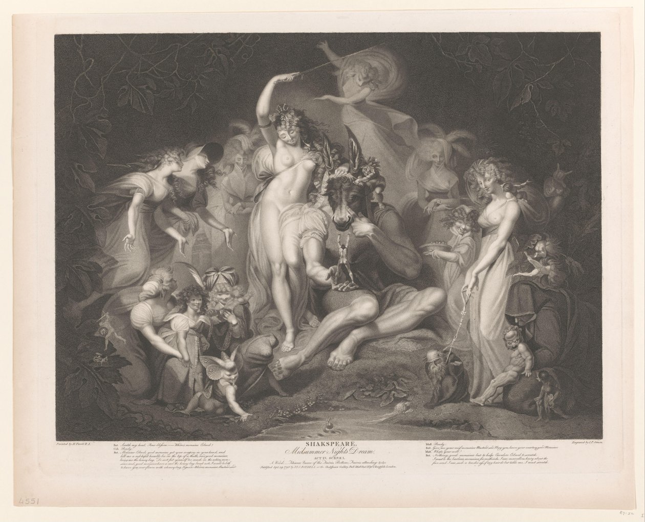 Titania og Bottom omgitt av figurer shakspeare. Midsummer Nights Dream (tittel på objekt) av Pierre Simon (II)
