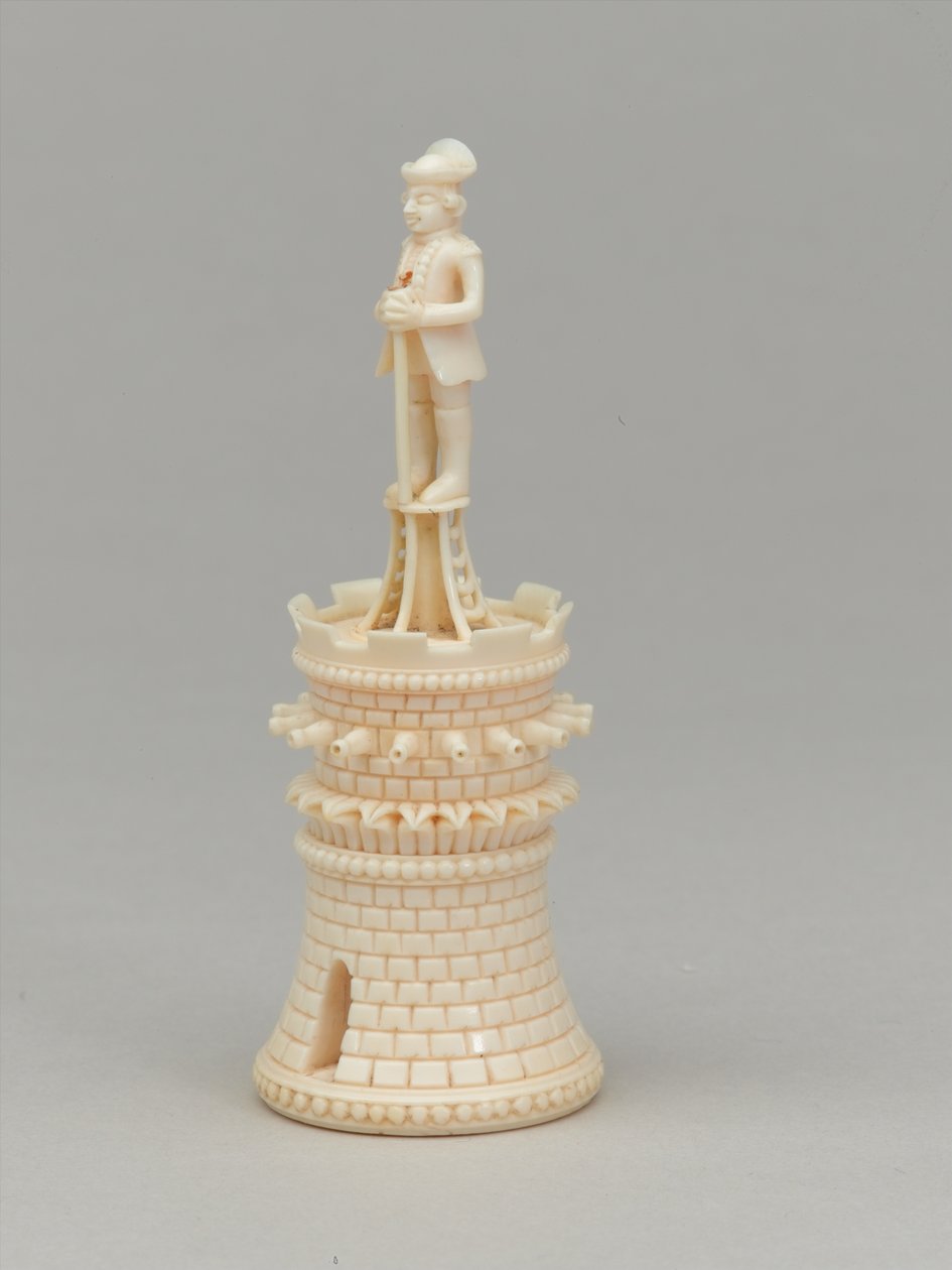 Hvitt tårn, sjakkbrikke, India, 1820 ca av Pierre Simon Dequoy