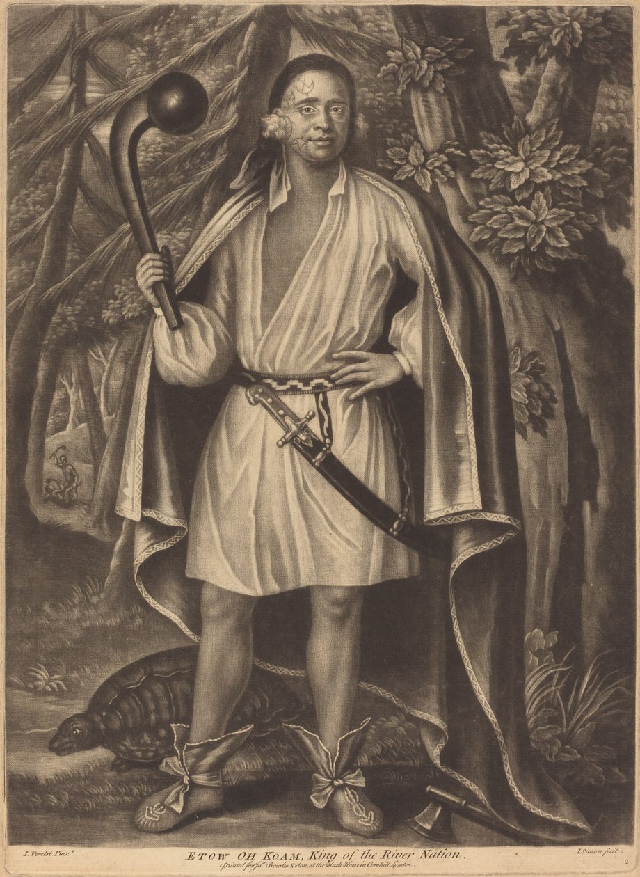 Etow oh Koam, King of the River Nation av Pierre Simon II after John Verelst
