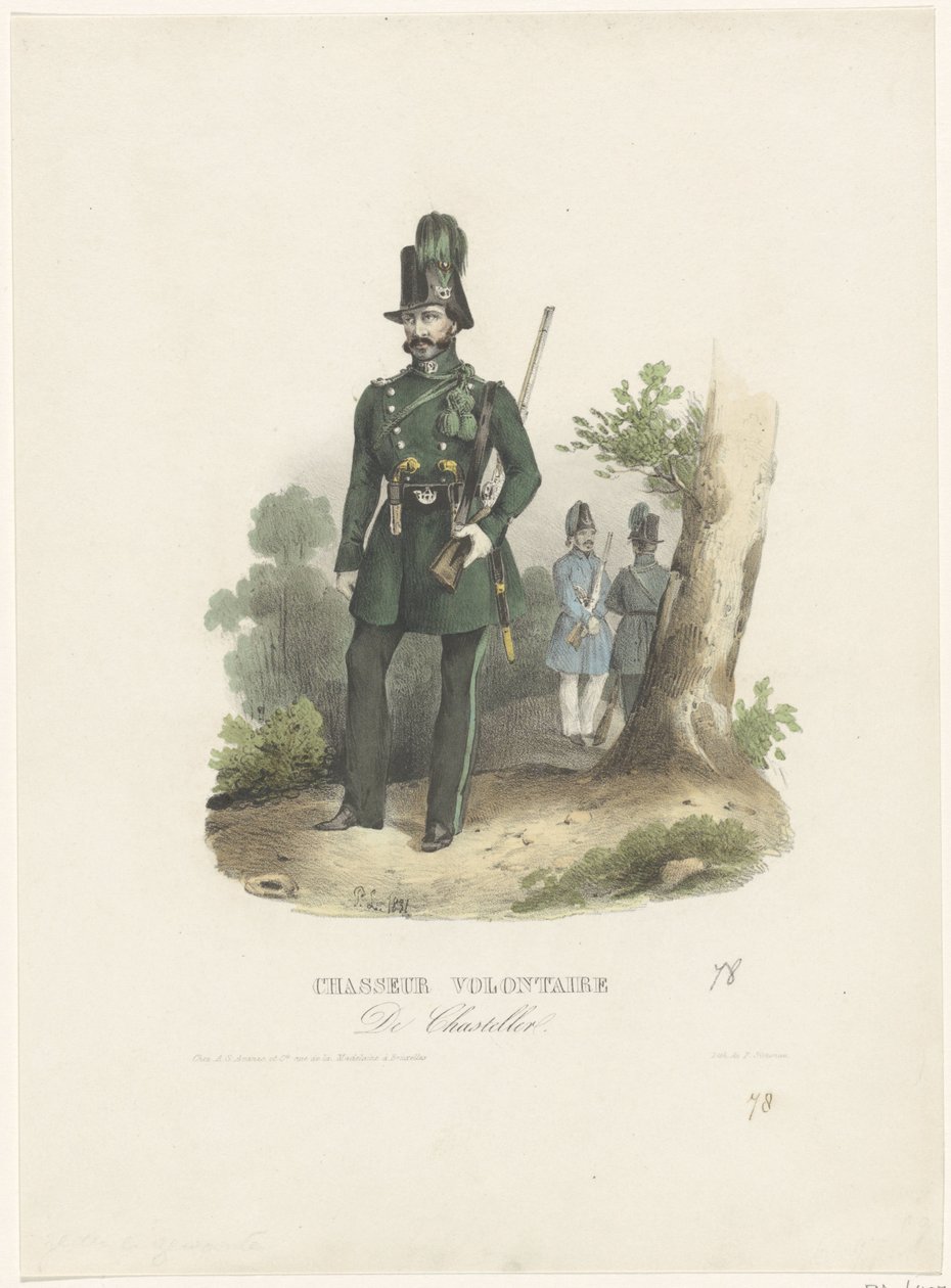 Belgisk frivillig jeger, 1831 Chasseur Volontaire De Chasteller (tittel på objekt) av Pierre Simonau