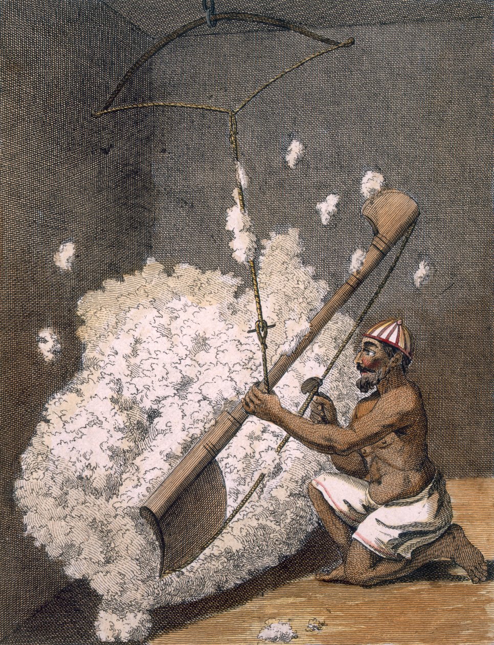 Karding av bomull, 1782. av Pierre Sonnerat