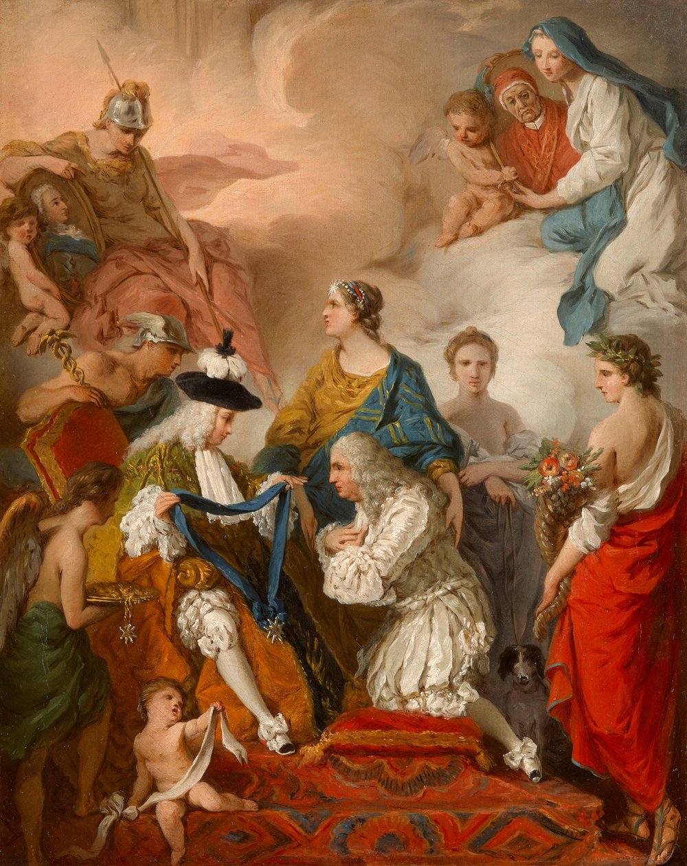 Hertugen av Saint Aignan investerer Girolamo Vaini, prins av Cantalupe og hertug av Selci, med insigniene til en ridder av Den Hellige Ånd, 1737 av Pierre Subleyras