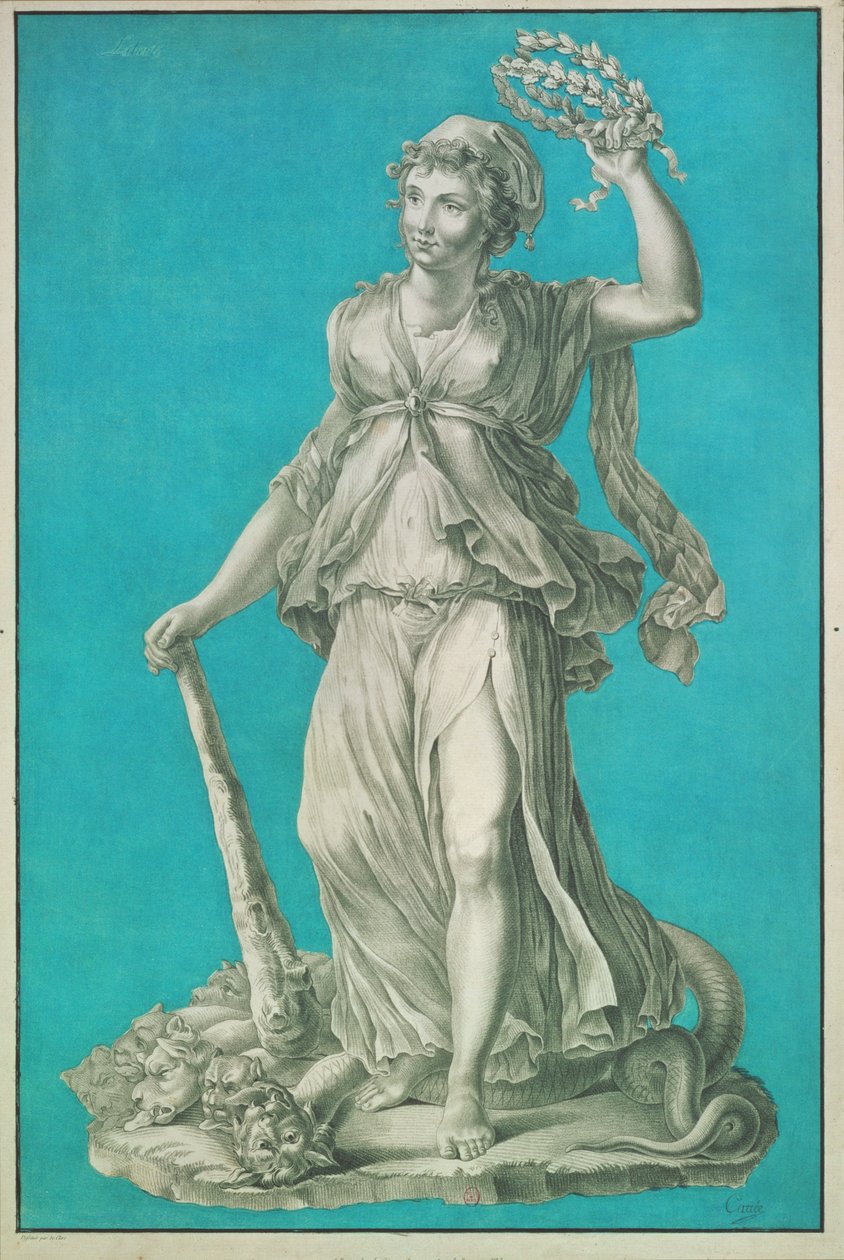 Frihet. Etsning på blå bakgrunn av Pierre Thomas Le Clerc