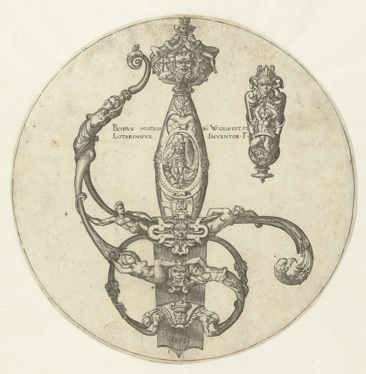 Design for festet av et sverd av Pierre Woeiriot (II)