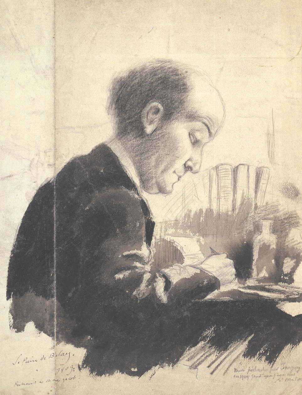 Portrett av Max Jacob (1876-1944) 1917 (blyant og gouache) av Pierre de Belay