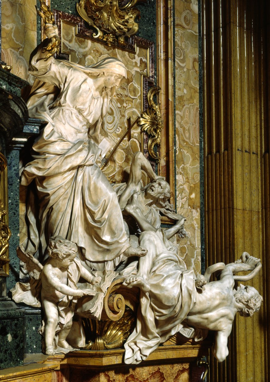 Religion styrter kjetteri og hat, ca. 1697 (marmor) av Pierre the Younger Le Gros