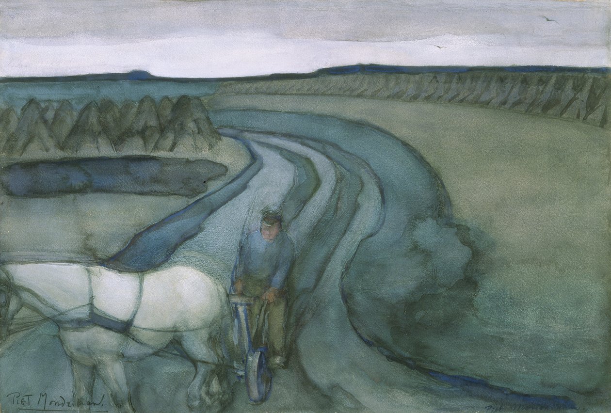 At Work: in the Fields, ca. 1899 (wc med gouache på papir) av Piet Mondrian
