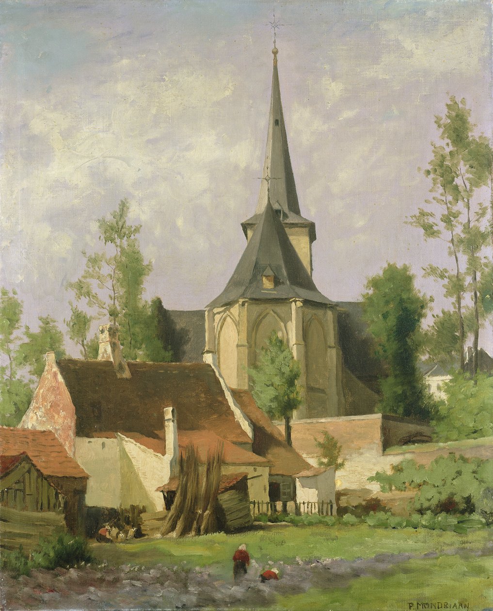 Kirke sett bakfra, ca.1890-92 av Piet Mondrian