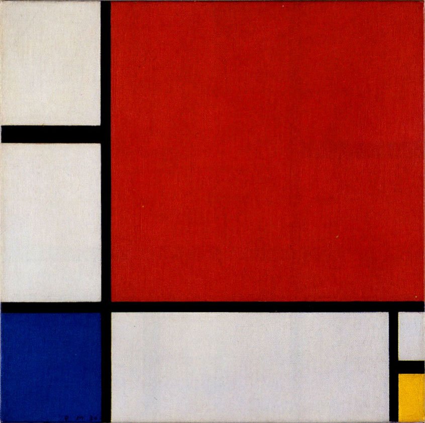 Sammensetning II i rødt, blått og gult av Piet Mondrian