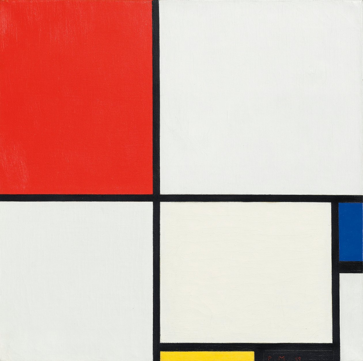 Sammensetning nr. III, med rødt, blått, gult og svart, 1929 av Piet Mondrian