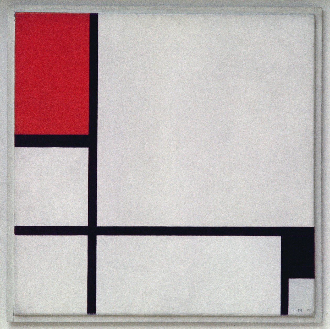 Komposisjon nr. 1, med rødt og svart, 1929 av Piet Mondrian