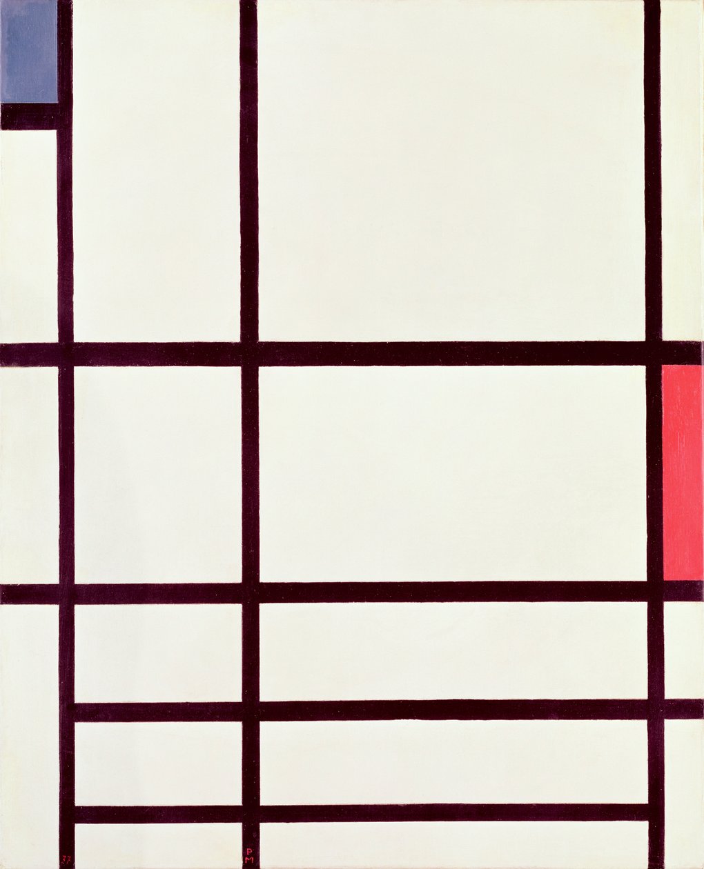 Komposisjon i rødt, blått og hvitt: II, 1937 av Piet Mondrian