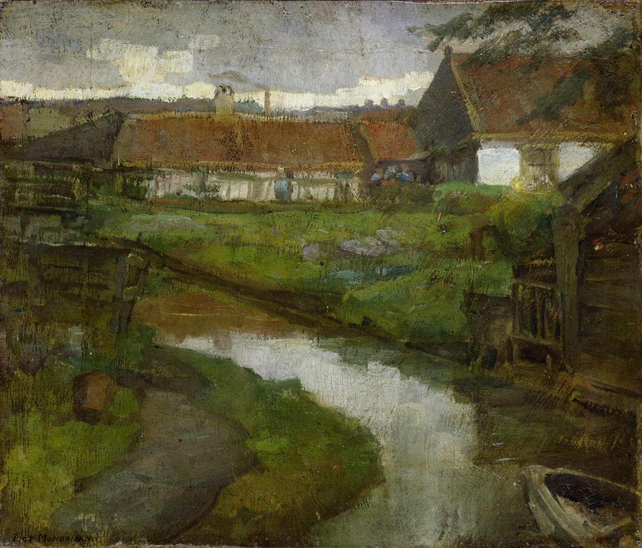 Gårds- og vanningsgrøft med robåt for stev, 1898-99 av Piet Mondrian