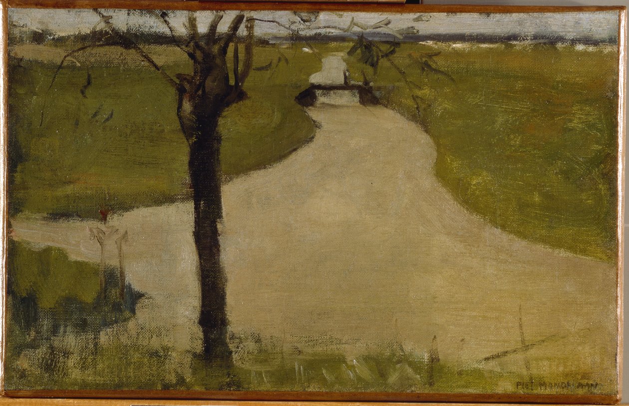 Vanningsgrøft med ung pollarded Willow, Oil Sketch II, 1900 av Piet Mondrian