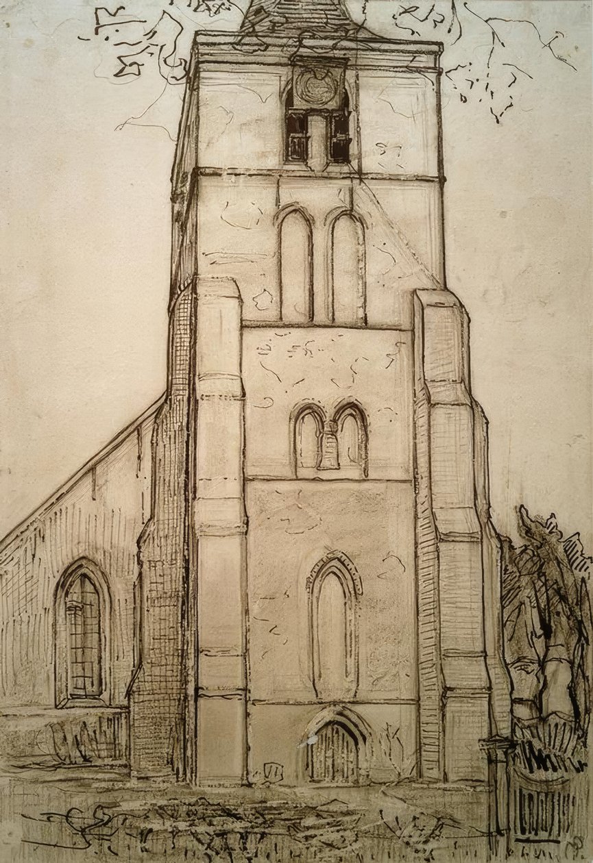 kirke i Domburg av Piet Mondrian