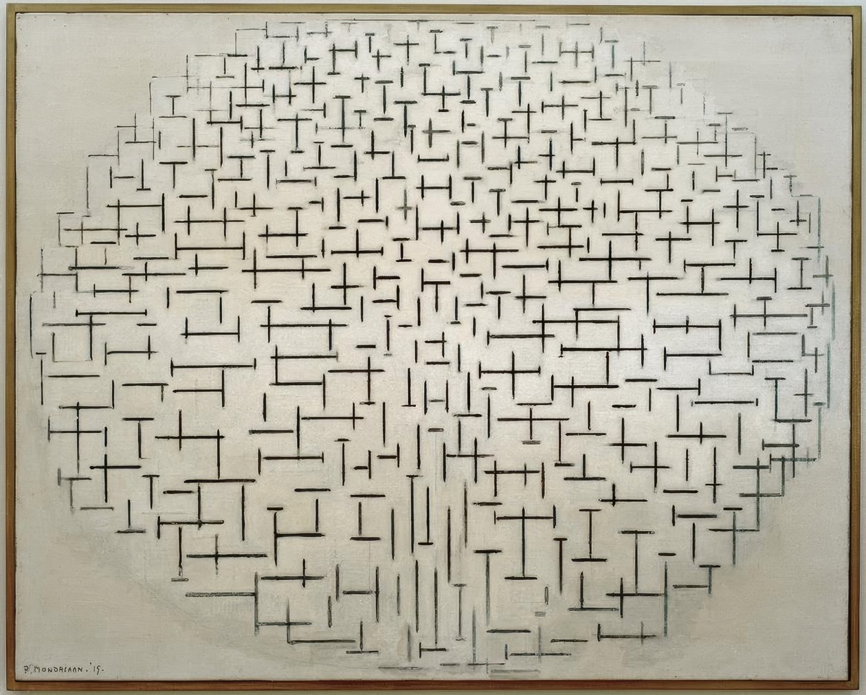 Komposisjon 10 i svart og hvitt; Pier og hav av Piet Mondrian