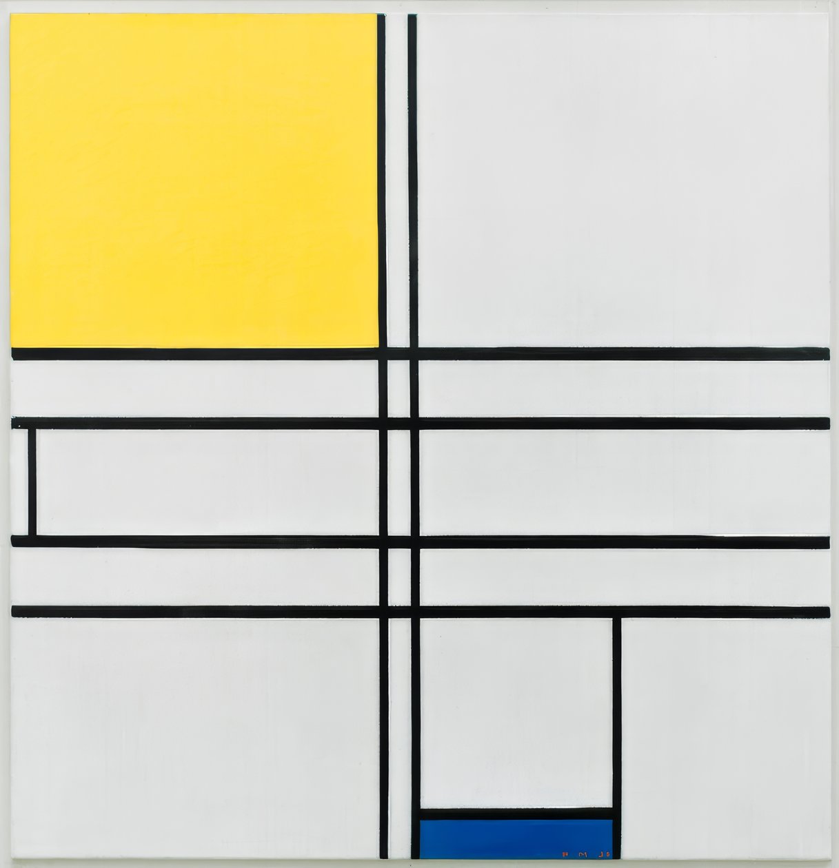 Sammensetning C; Komposisjon i blått og gult av Piet Mondrian