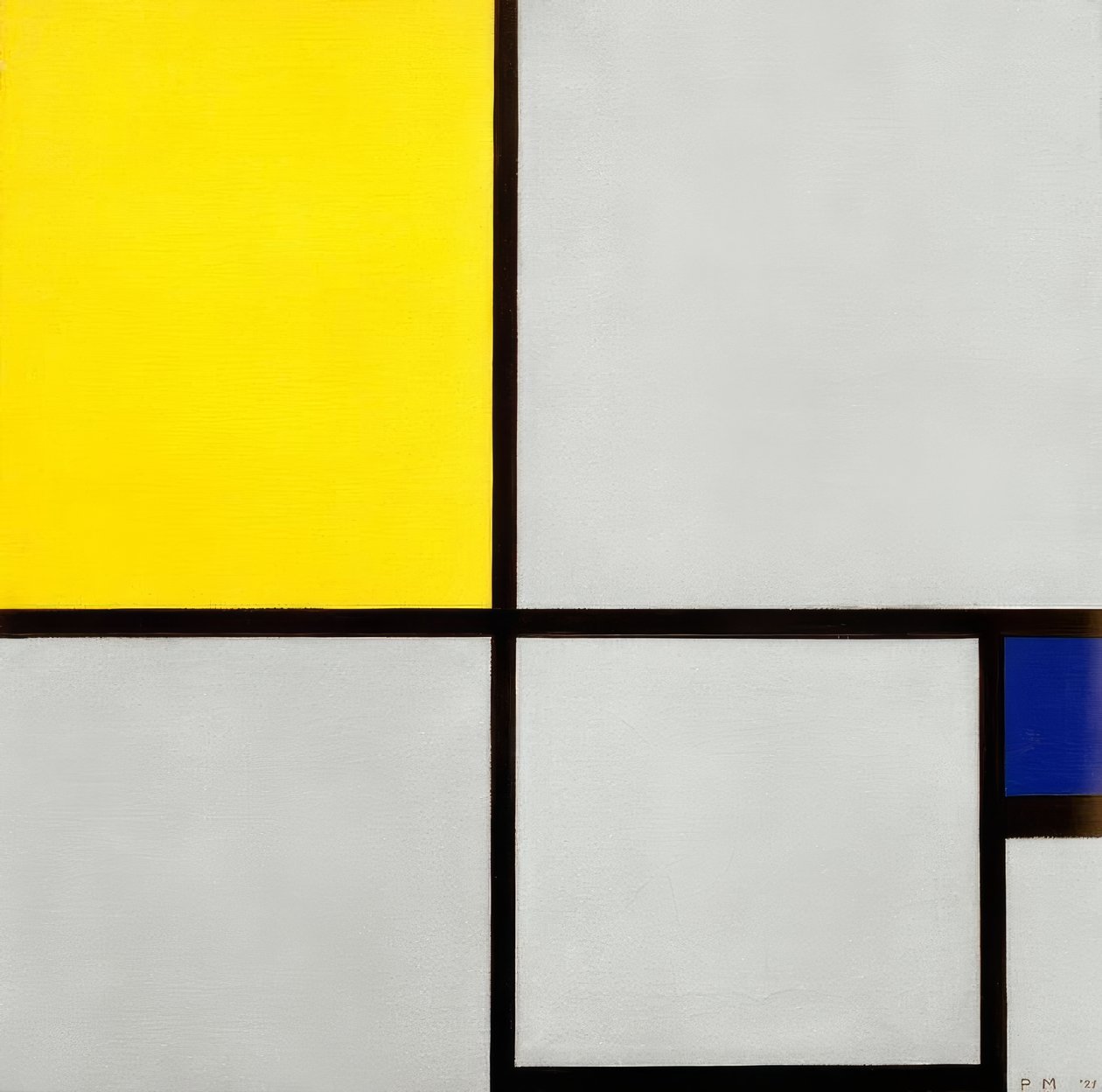 Komposisjon nr. II; Komposisjon med gult og blått av Piet Mondrian