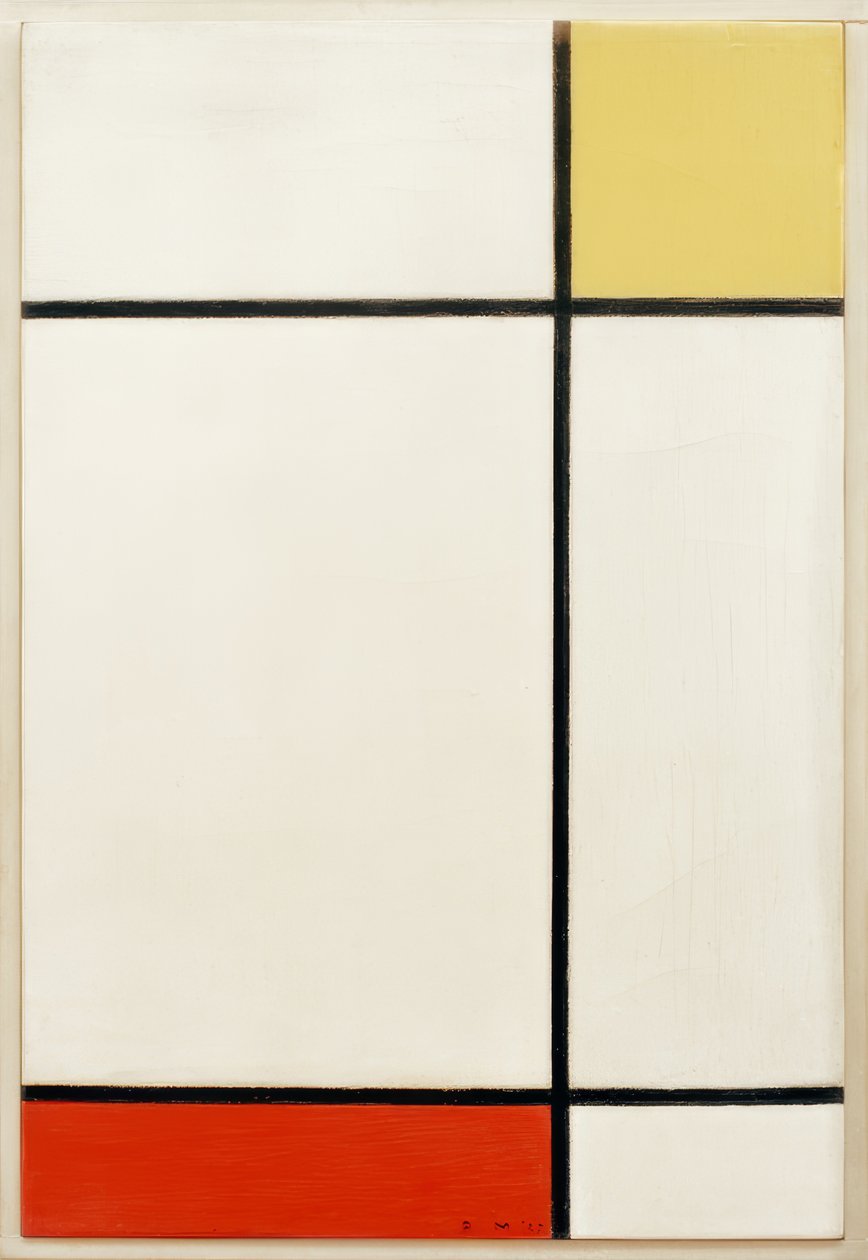 Sammensetning med gult og rødt av Piet Mondrian