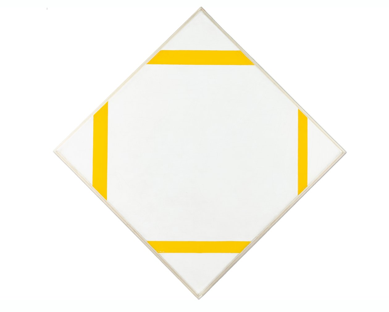 Pastillkomposisjon med fire gule linjer, 1933 av Piet Mondrian