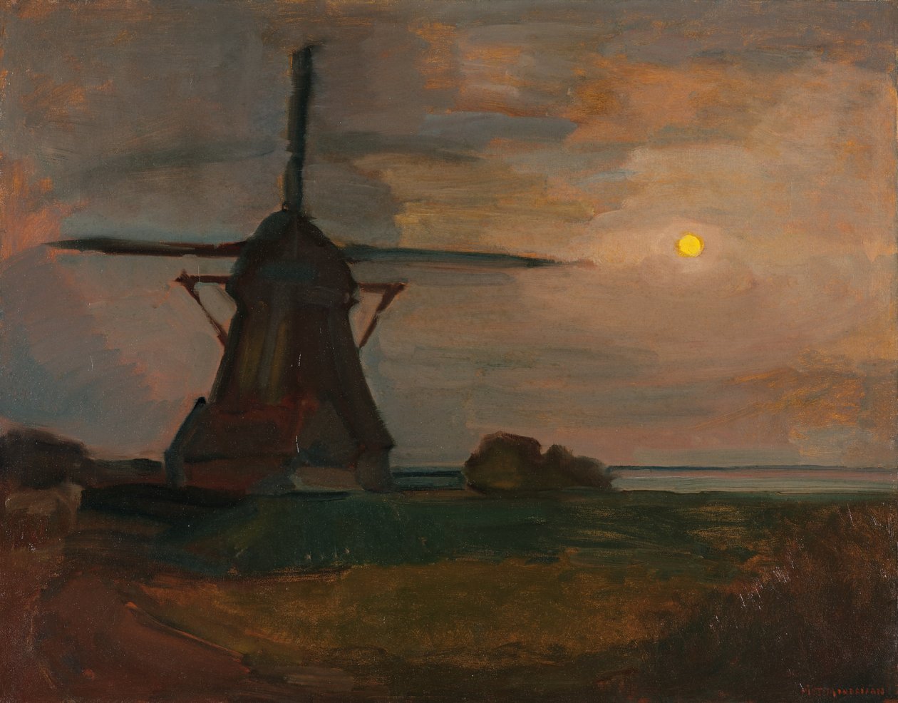East Side Mill in Moonlight, ca. 1907 av Piet Mondrian