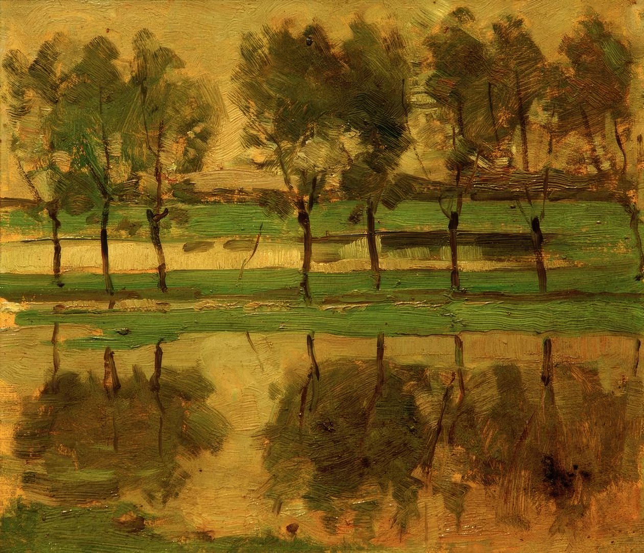 Piletrær med sol av Piet Mondrian