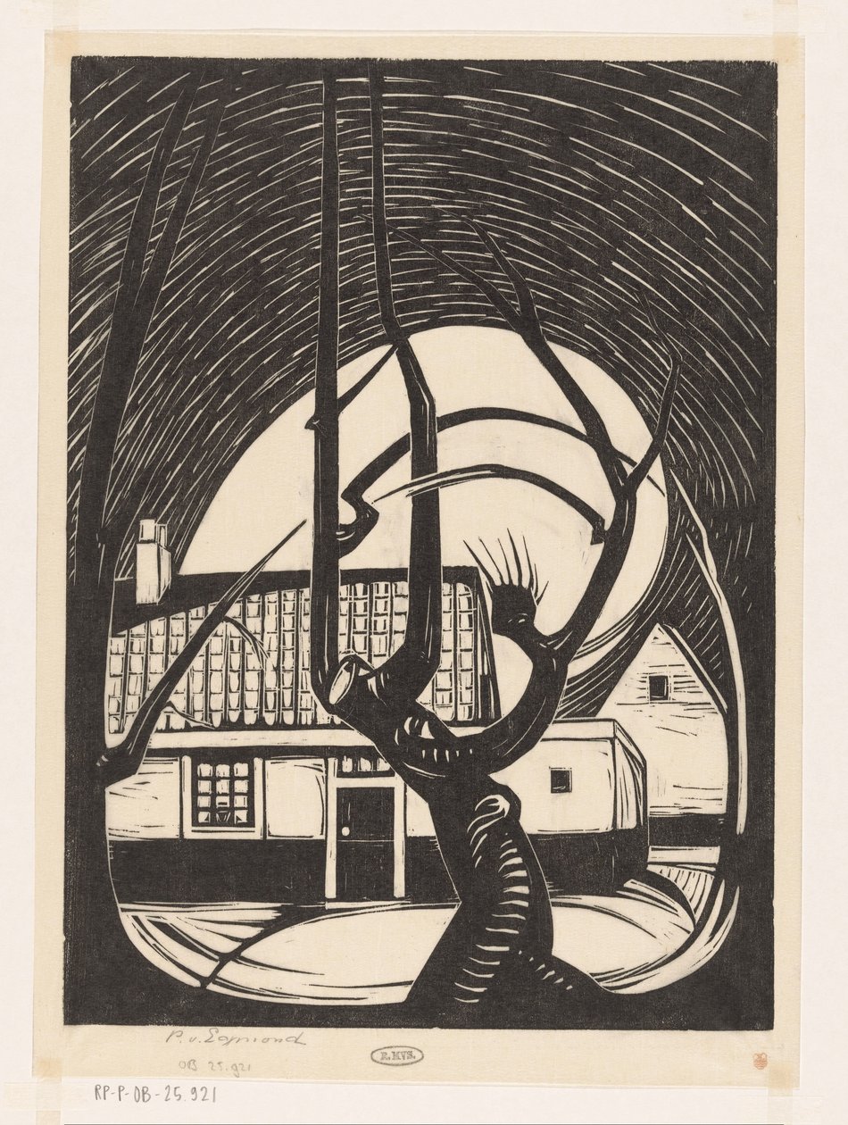 Pil foran et hus av Piet Egmond (signed by artist)