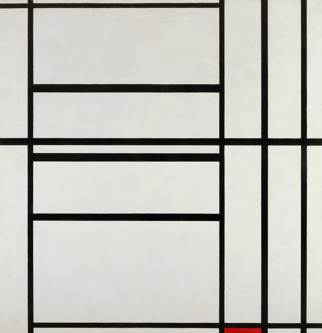 Komposisjon nr. 1 med grått og rødt 1938, av Piet Mondrian (1872-1944), olje på lerret av Piet Mondrian