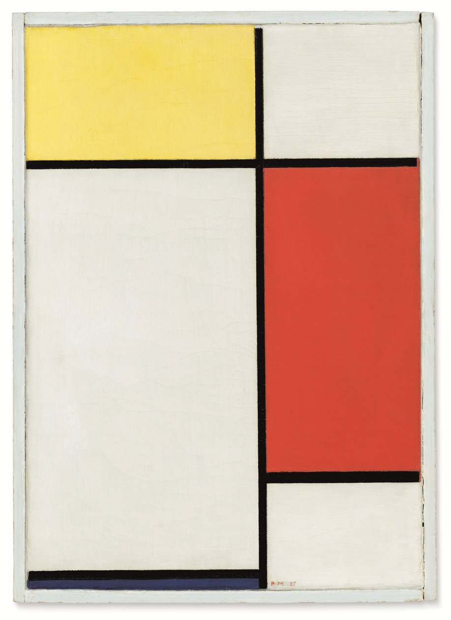 Komposisjon: Nr. II, med gult, rødt og blått av Piet Mondrian