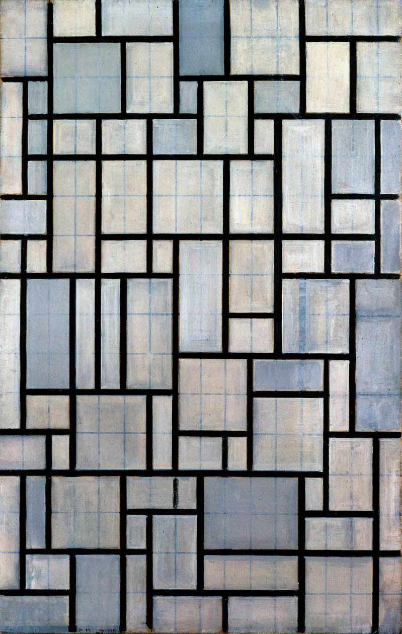 Komposisjon med rutenett 2, 1915 av Piet Mondrian