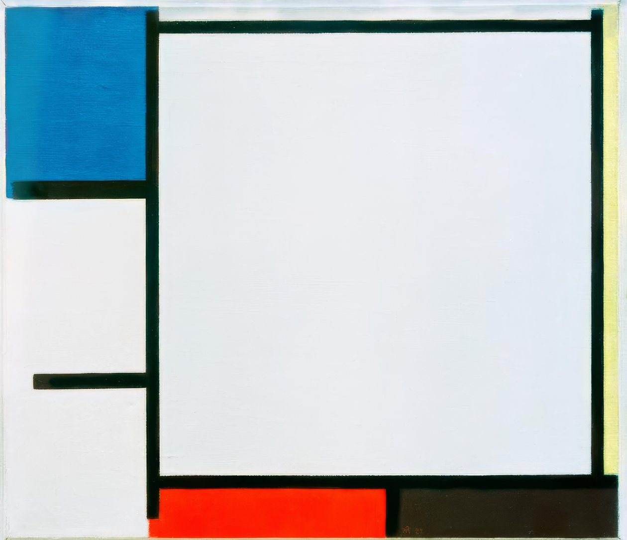 Komposisjon med blått, gult, rødt, svart og grått av Piet Mondrian