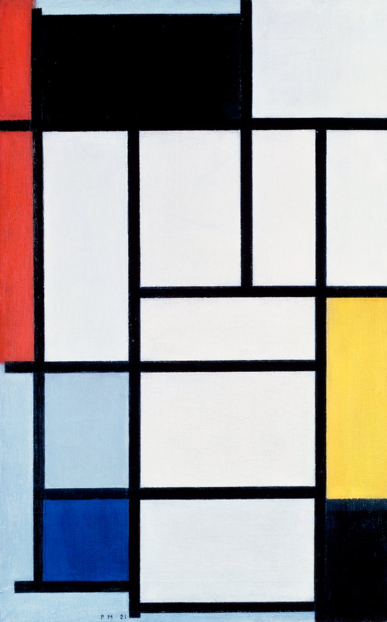 Sammensetning med rødt, gult og blått av Piet Mondrian