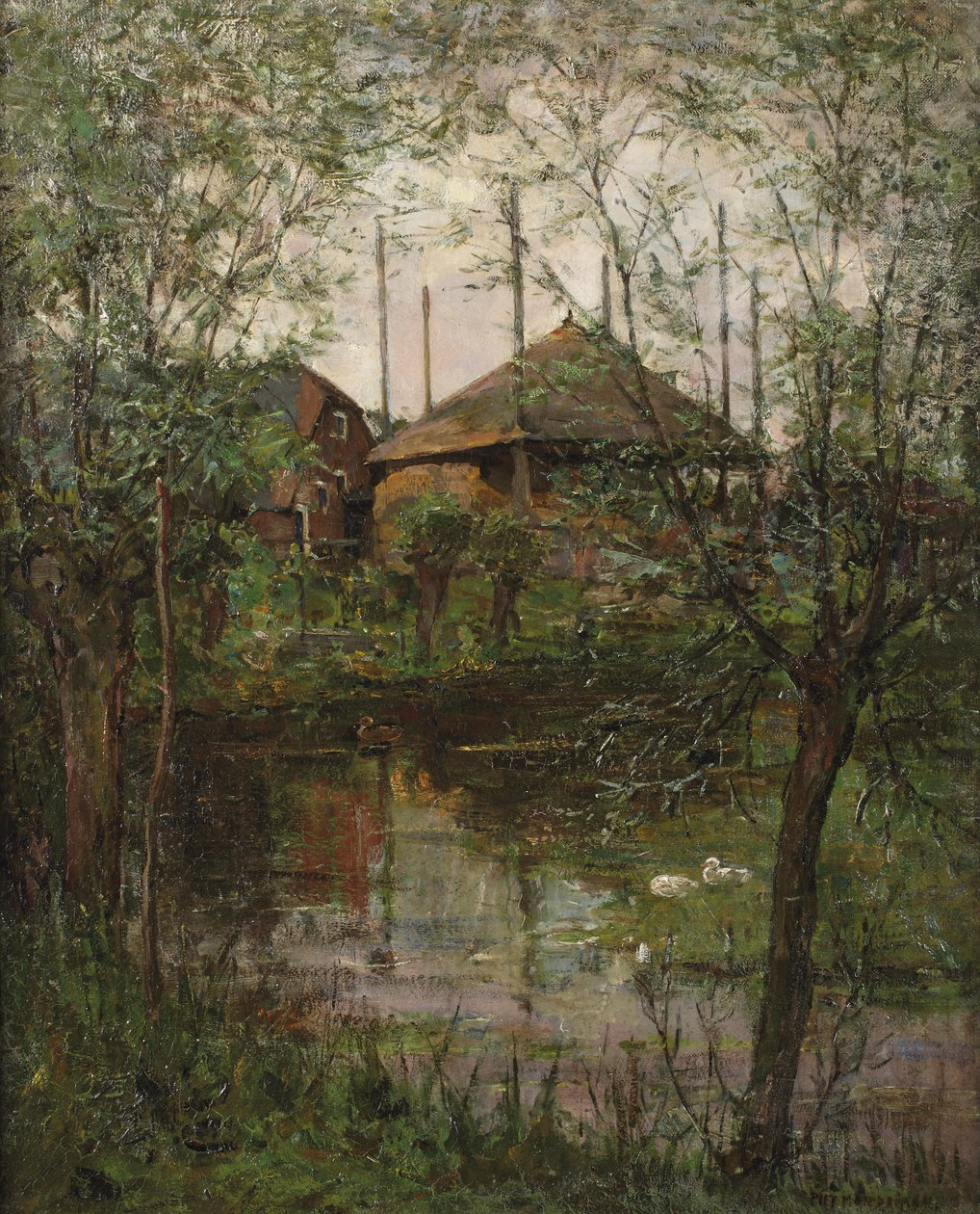 Høystakk med piletrær, ca. 1897-98 (olje på lerret) av Piet Mondrian