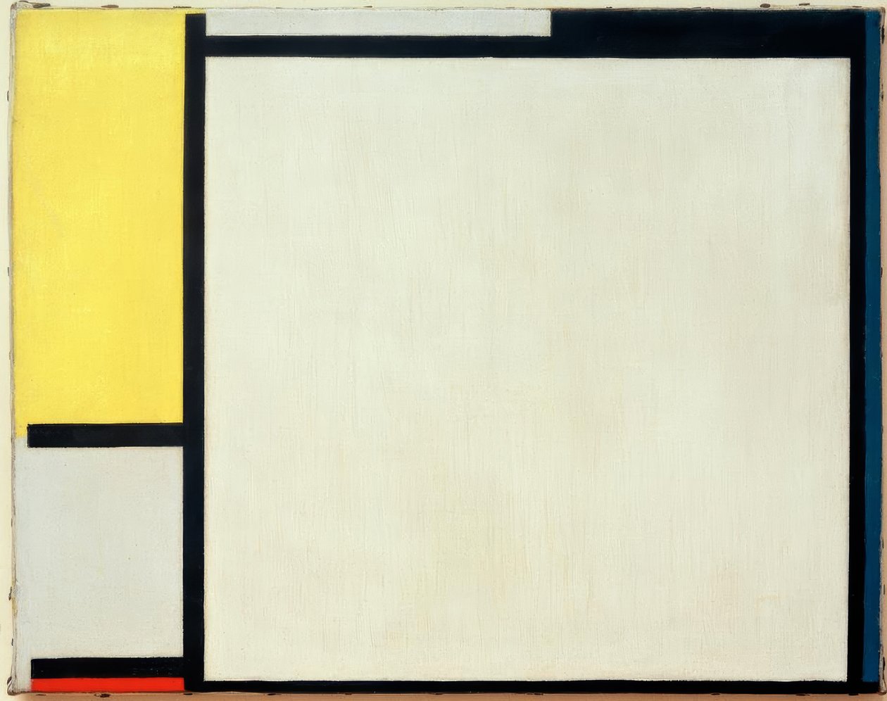 Komposisjon med gul, svart, blå, rød og grå av Piet Mondrian