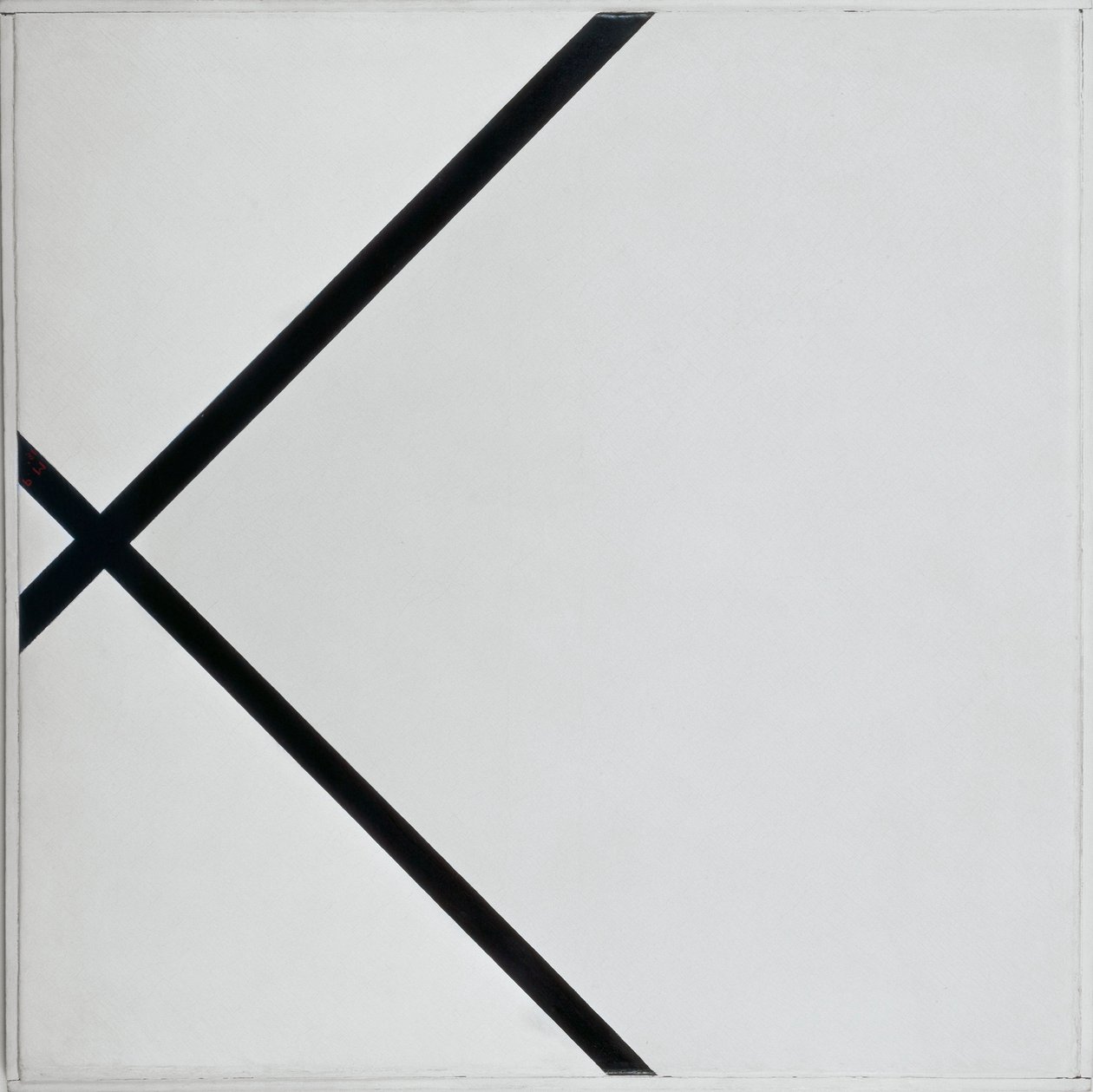 Pastillkomposisjon med to linjer av Piet Mondrian