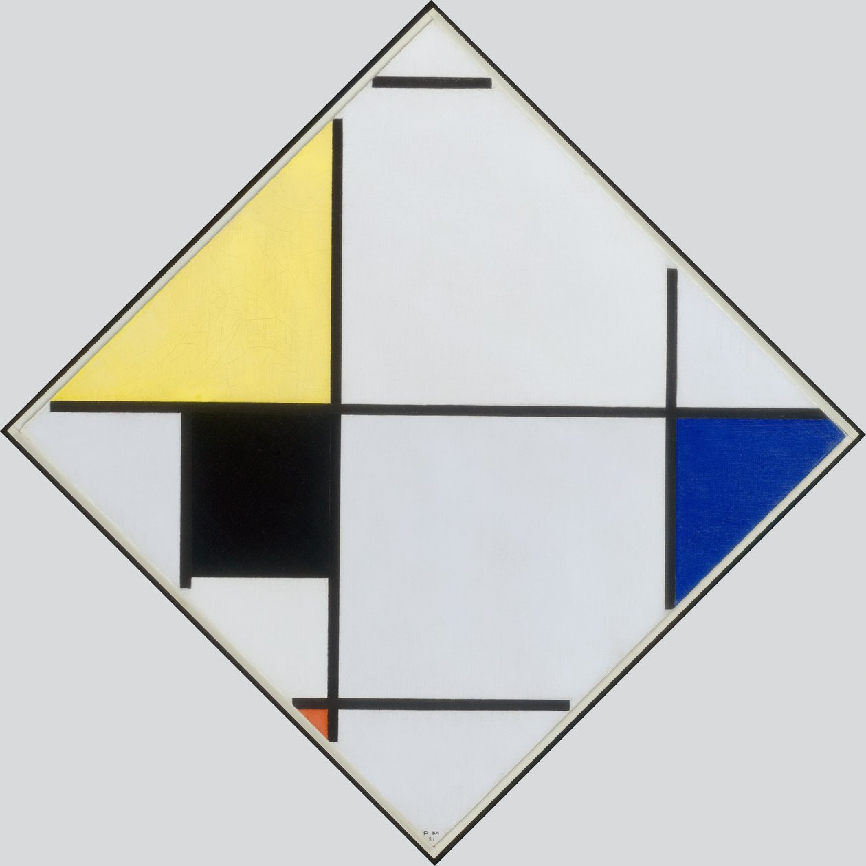 Pastillkomposisjon med gul, svart, blå, rød og grå, 1921 av Piet Mondrian