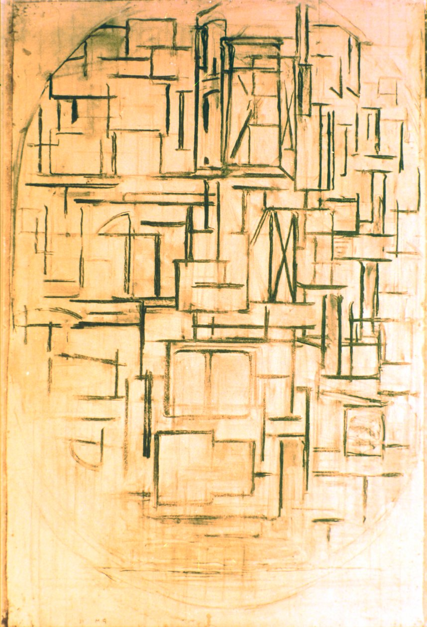 Uten tittel oval komposisjon 1914 av Piet Mondrian