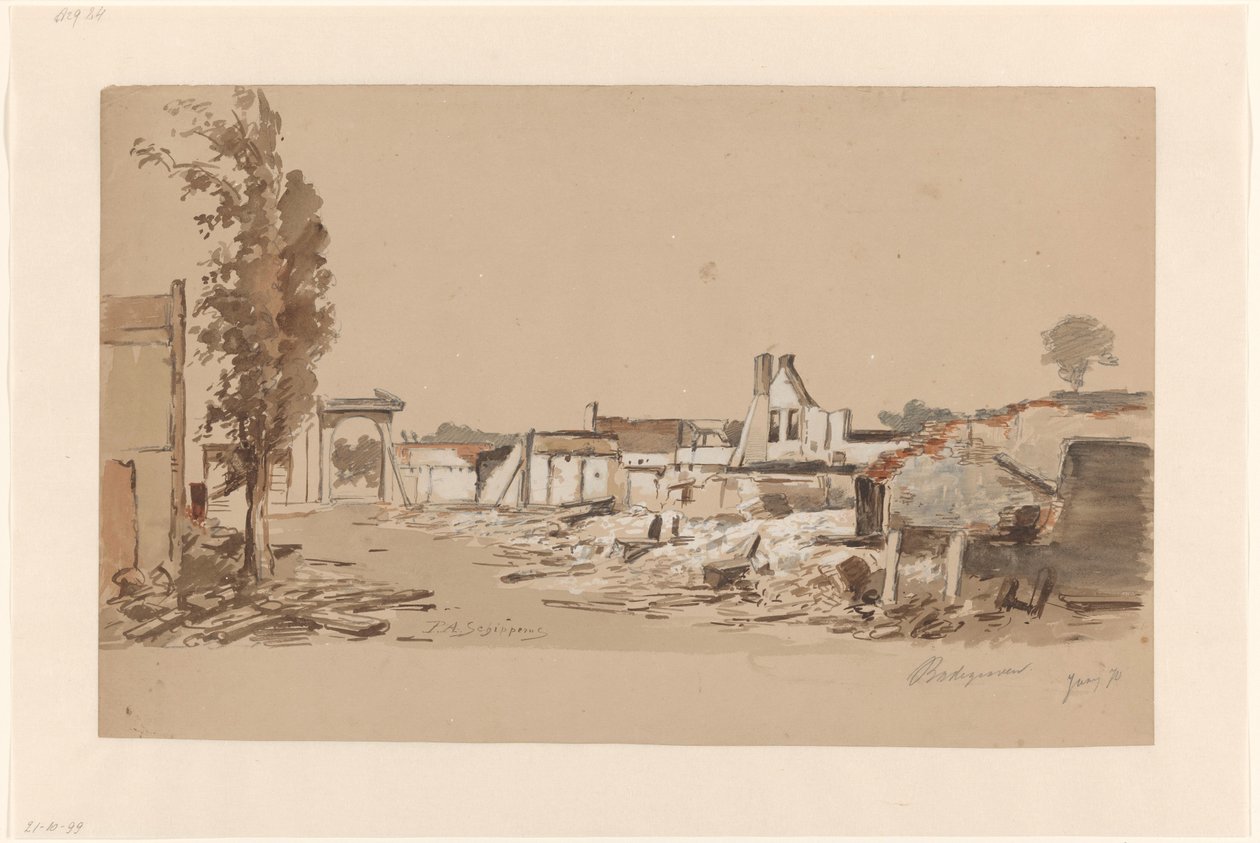 Ruiner av Bodegraven etter brannen 31. mai 1870 av Piet Schipperus