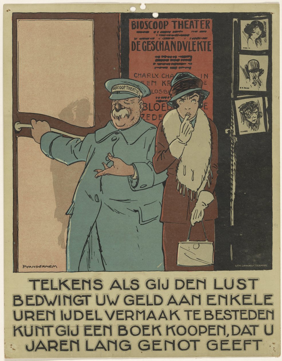 Porter for en kino Kampanje for å promotere boken (serietittel) av Piet van der Hem